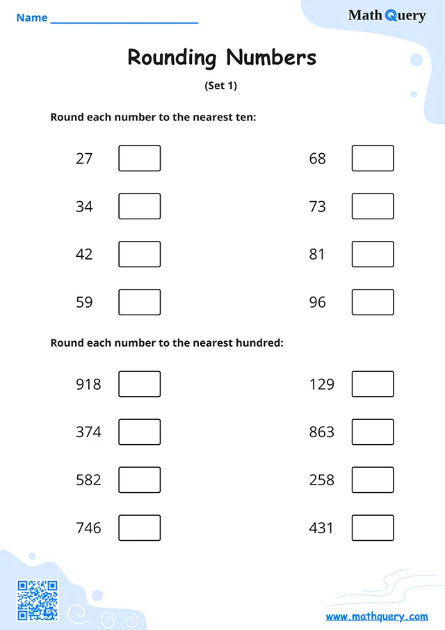 Preview of rounding numbers worksheet set 1.