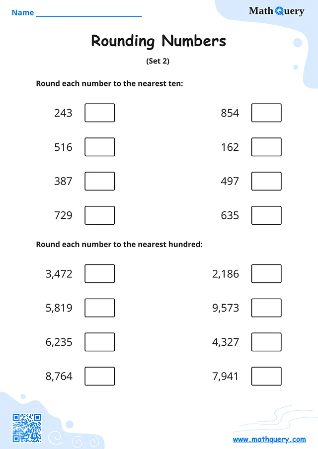 Preview of rounding numbers worksheet set 2.