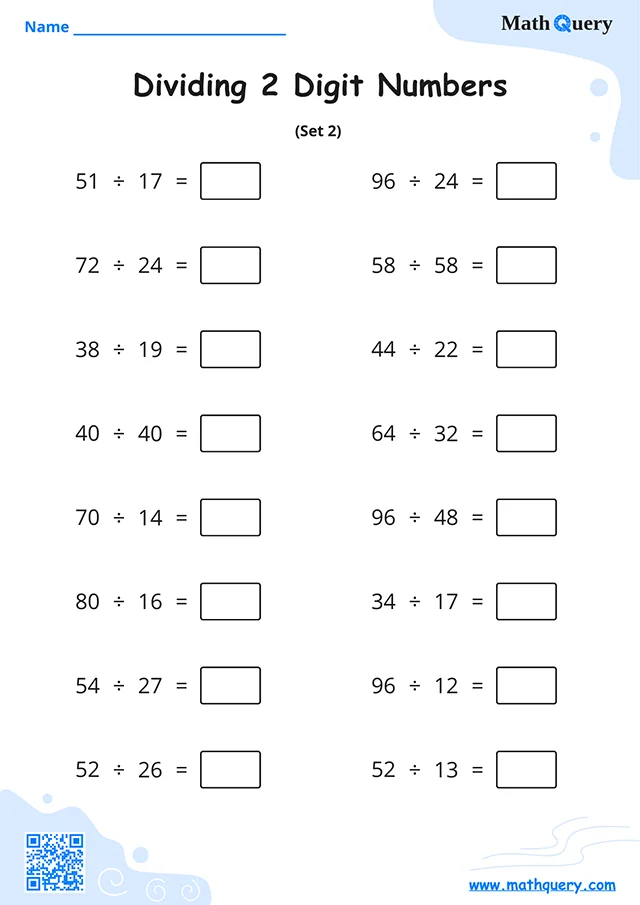 Preview of 2-digit division worksheet set 2.