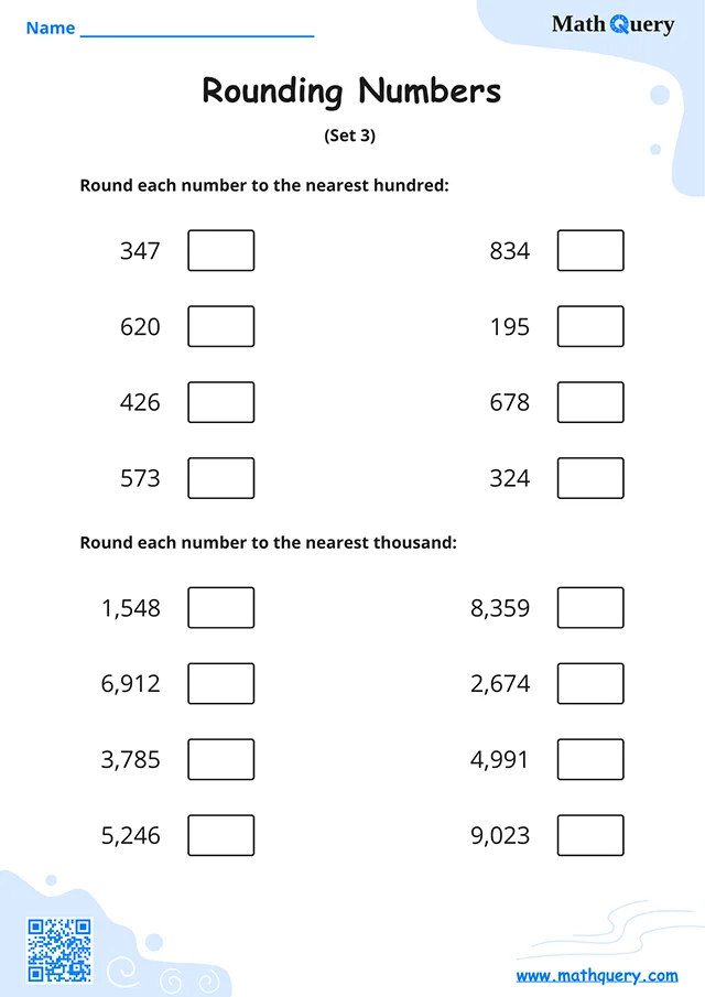 Preview of rounding numbers worksheet set 3.