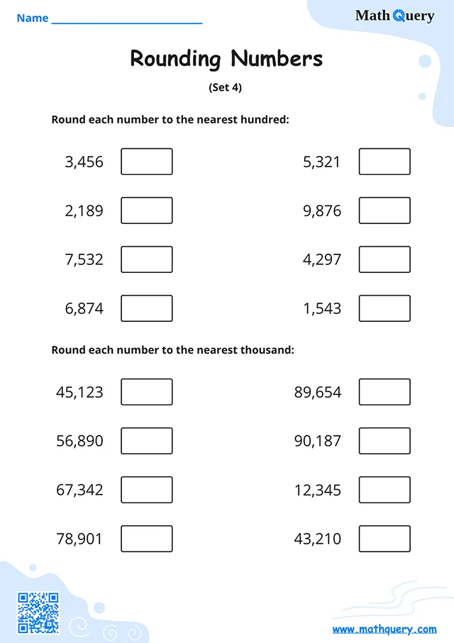 Preview of rounding numbers worksheet set 4.