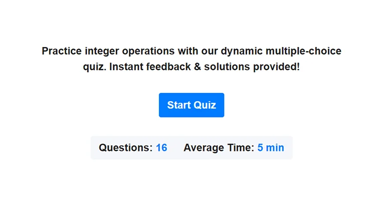 Preview of operations with integers quiz.