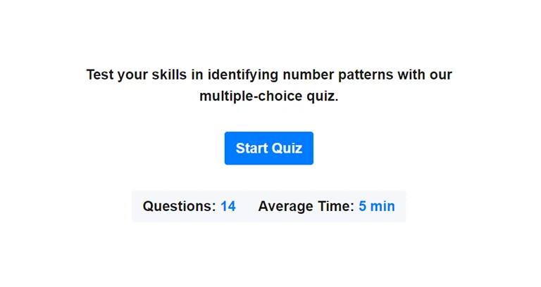 Preview of number patterns quiz.