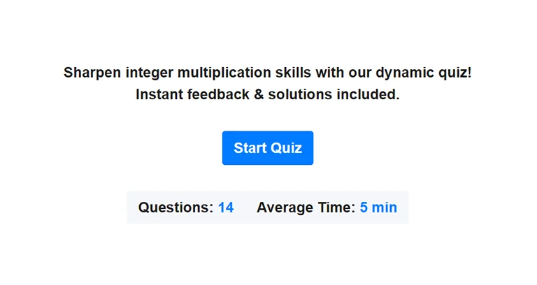 Preview of multiplying integers quiz.