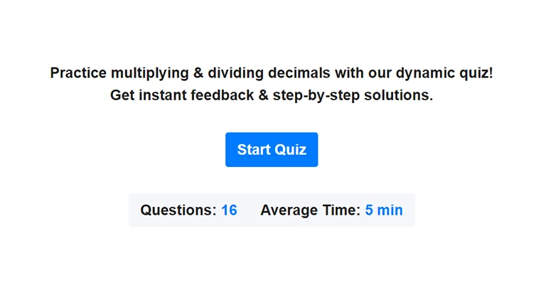 Preview of multiplying and dividing decimals quiz.