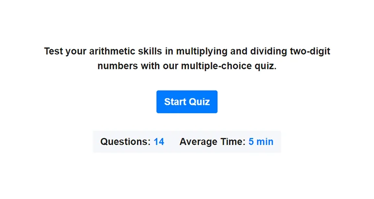 Preview of 2-digit multiplication and division quiz.