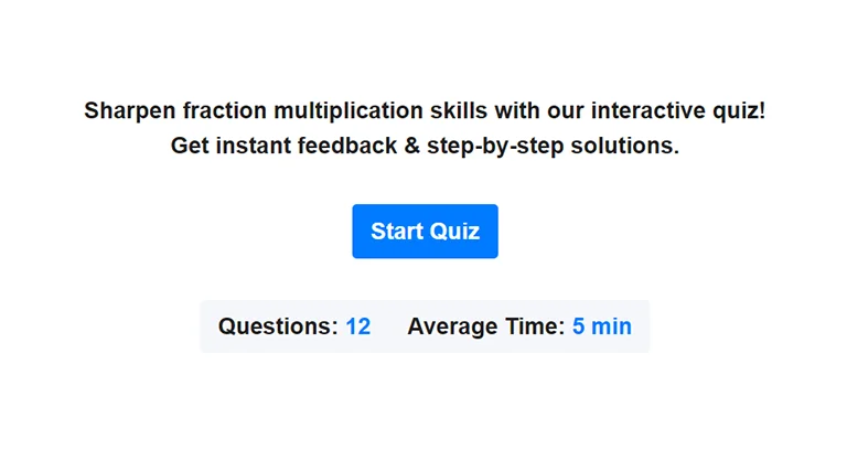 Preview of multiplying fractions quiz.