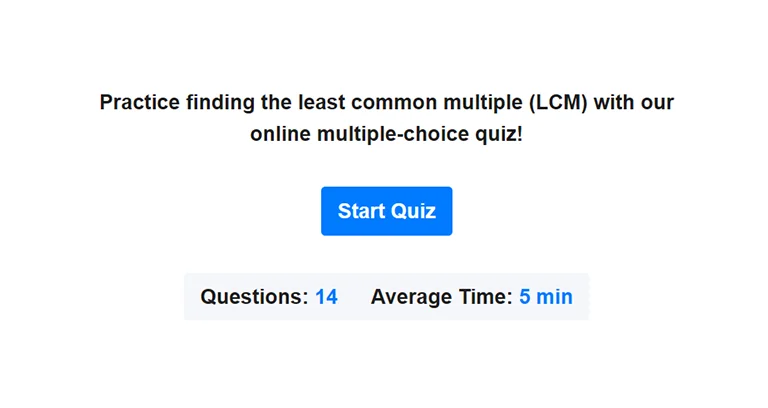 Preview of least common multiple quiz.