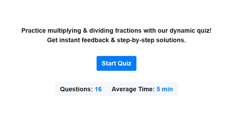 Preview of multiplying and dividing fractions quiz.