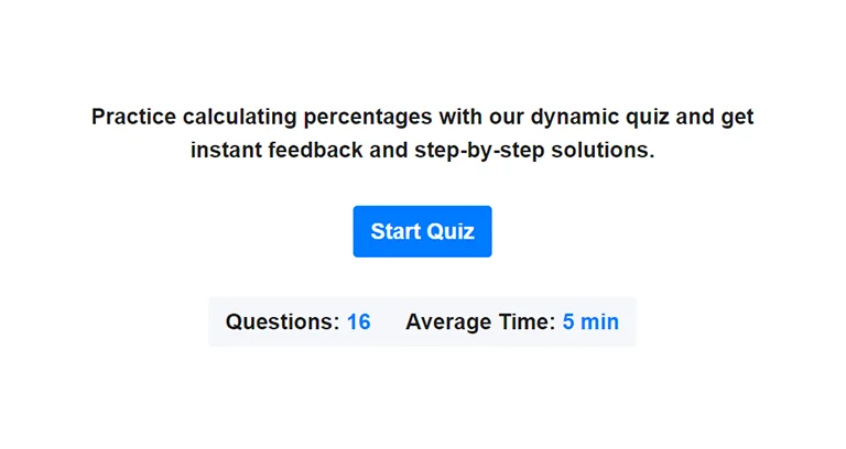 Preview of calculating percentages quiz.