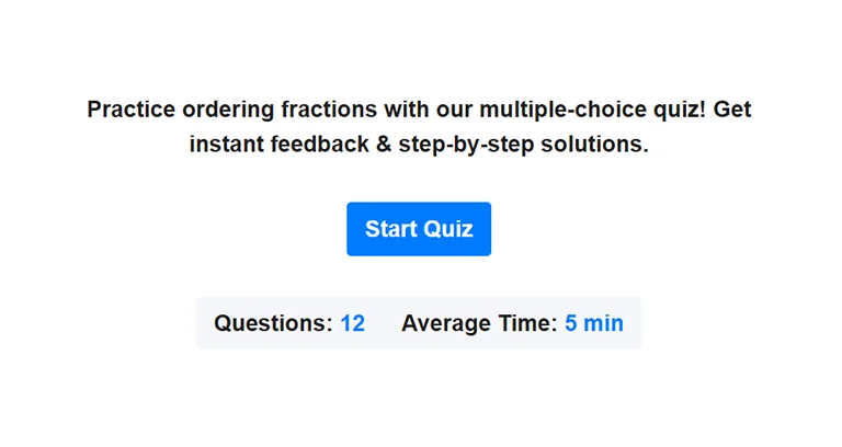 Preview of ordering fractions quiz.