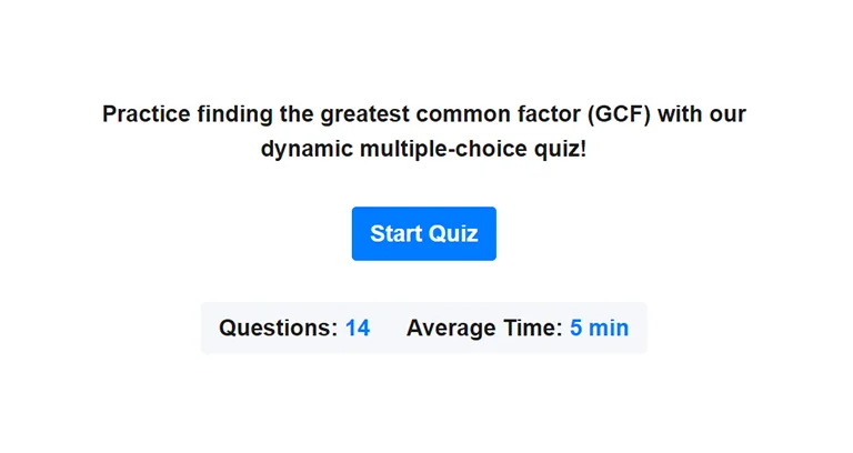 Preview of greatest common factor quiz.