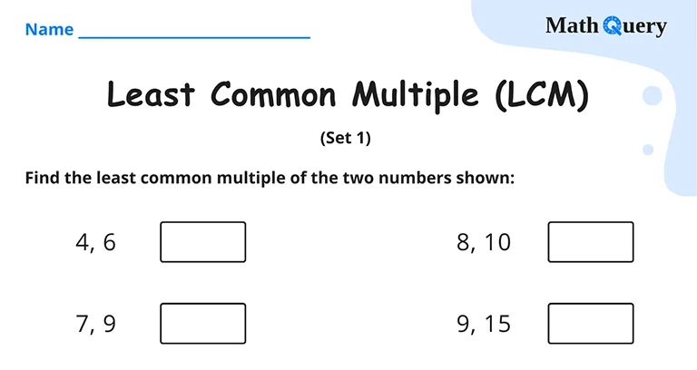 Preview of least common multiple worksheet.