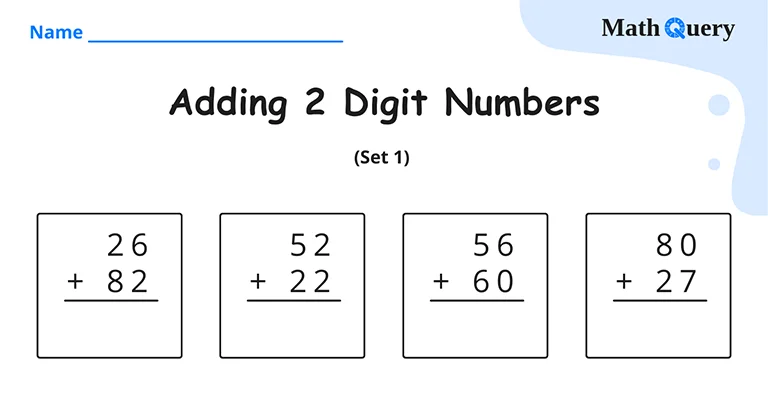 Preview of two digit addition worksheet.