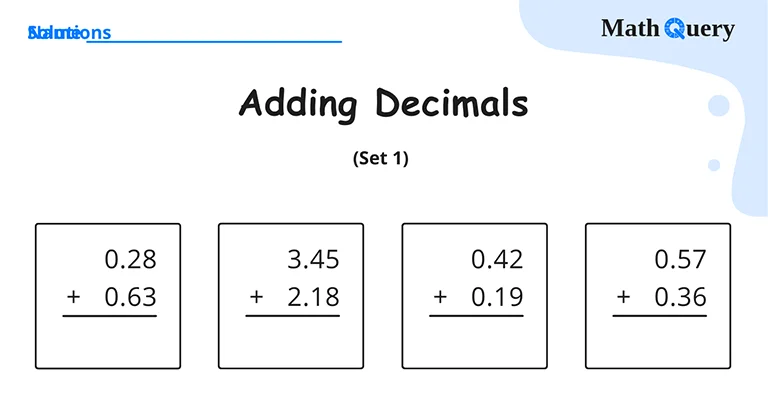 Preview of adding decimals worksheet.