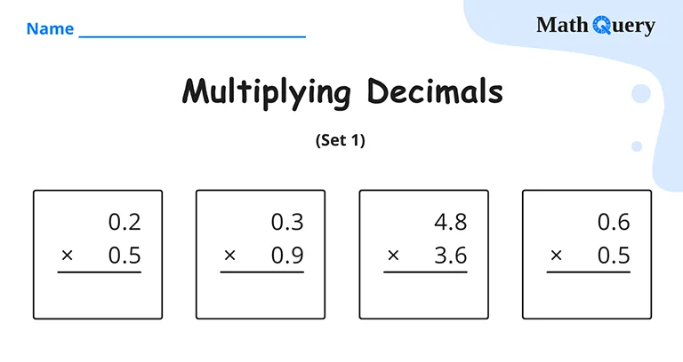 Preview of multiplying decimals worksheet.