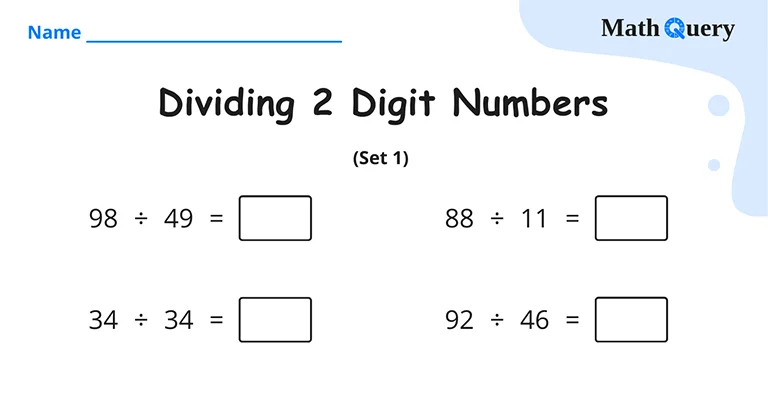 Preview of two digit division worksheet.