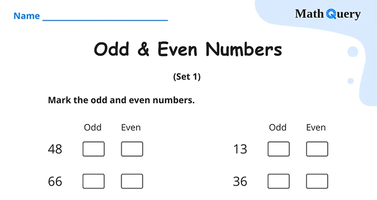 Preview of odd and even numbers worksheet.