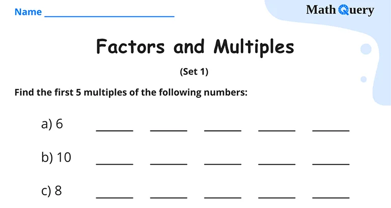 Preview of factors and multiples worksheet.