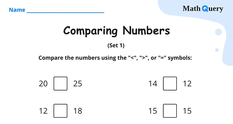 Preview of comparing numbers worksheet.