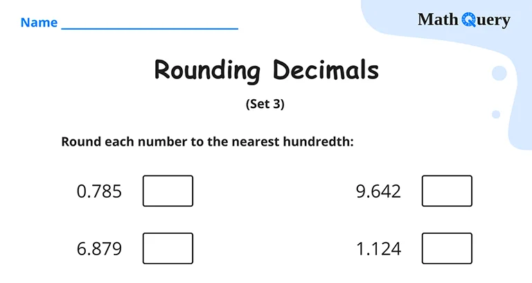 Preview of rounding decimals worksheet.